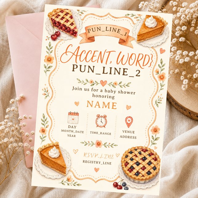 Invitación Dulce pastel de cumple de bebé con cinta de cereza (Subido por el creador)