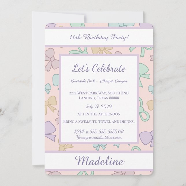 Invitación dulce pastel de cumpleaños personalizad (Anverso)