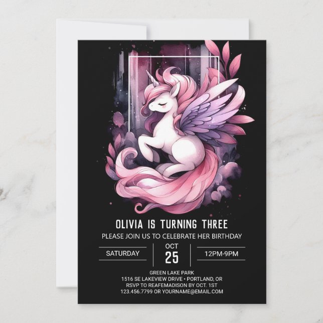 Invitación Dulce Pastel Horse Cumpleaños (Anverso)
