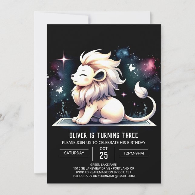 Invitación Dulce Pastel León Cumpleaños (Anverso)
