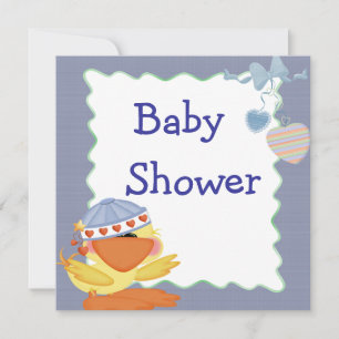 Invitación Dulce Pato Y Corazones De Amor Baby Shower