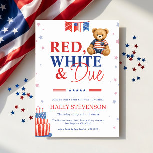 Invitación Dulce Patriótico Rojo Blanco y Esperado para el 4