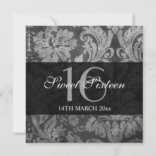Invitación Dulce patrón de cosecha gris de dieciséis Fiestas (Anverso)