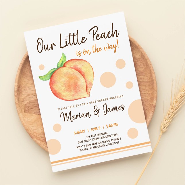 Invitación Dulce Peach acuarela parejas de bebés ducha (Subido por el creador)