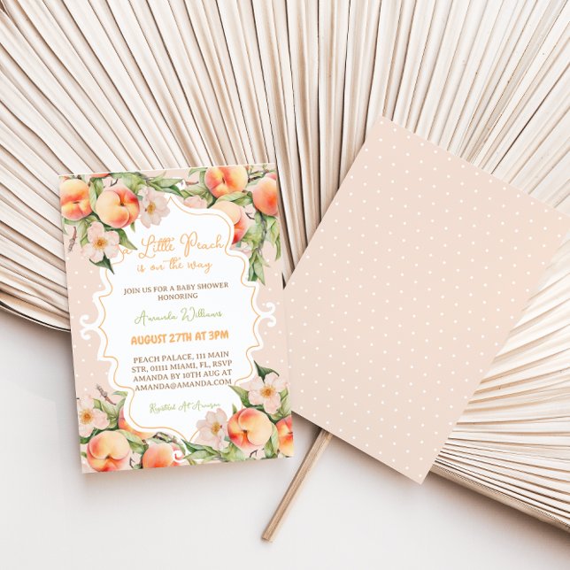 Invitación Dulce Peach Floral Rosa Verano Bebé Chica Ducha (Subido por el creador)