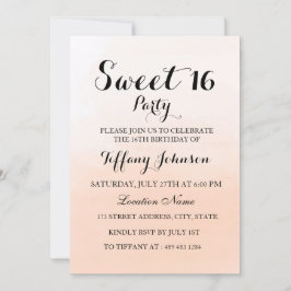 Invitación Dulce Peach Ombre Pastel Sweet 16 Party Invitation