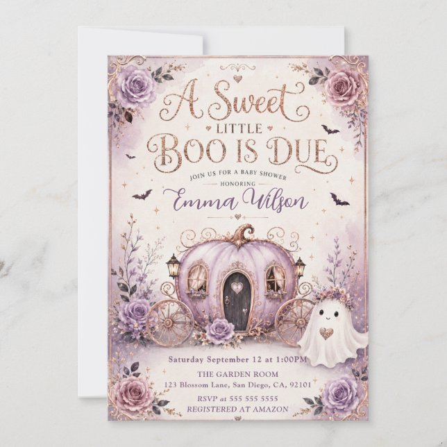 Invitación Dulce Pequeña Boo Fiesta de Bebé (Anverso)