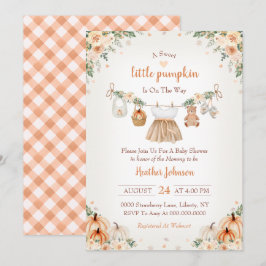 Invitación Dulce Pequeña Calabaza Baby Shower de Otoño