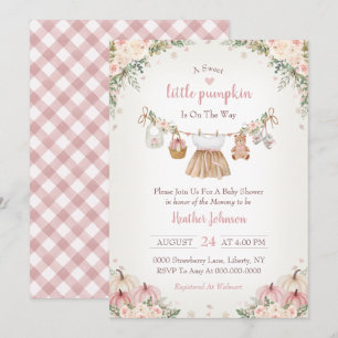 Invitación Dulce Pequeña Calabaza Baby Shower de Otoño