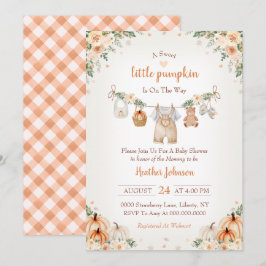 Invitación Dulce Pequeña Calabaza Baby Shower de Otoño