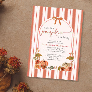 Invitación Dulce Pequeña Calabaza Fiesta de Bebé Niña Otoño