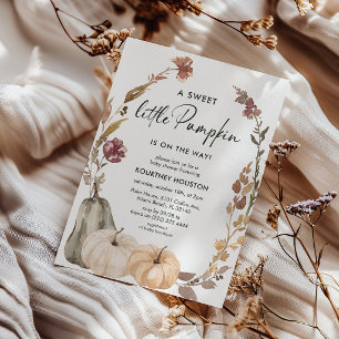Invitación Dulce Pequeña Calabaza Fiesta de Bebé Otoño Calaba