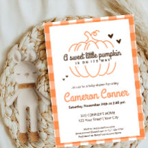 Dulce Pequeña Calabaza Neutral Baby Shower de Otoñ