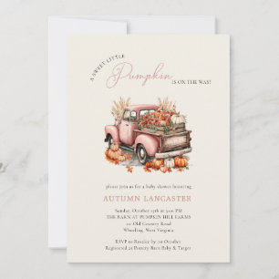 Invitación Dulce pequeña camioneta de calabaza rosa para baby