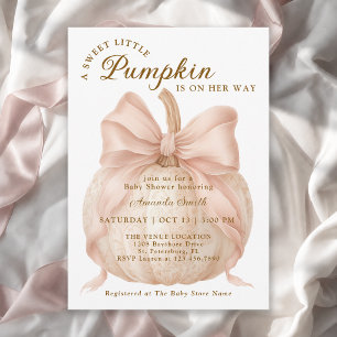 Invitación Dulce Pequeña Fiesta de Baby Shower de Calabaza