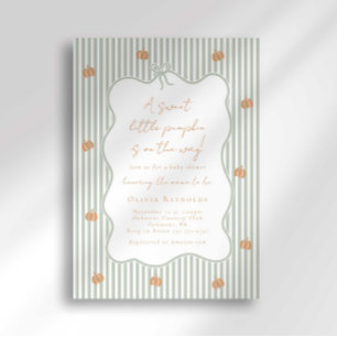 Invitación Dulce Pequeña Fiesta de Baby Shower de Calabaza a