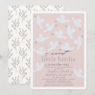 Invitación Dulce Pequeña Fiesta de Shower para Bebé Niña Paja