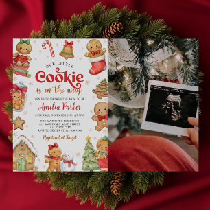 Invitación Dulce Pequeña Galleta Navidad Foto de Baby Shower