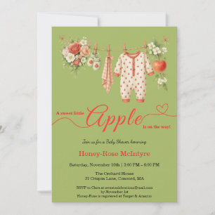 Invitación Dulce pequeña manzana Baby Shower   Otoño Rústico 