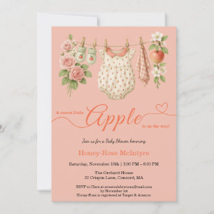 Invitación Dulce pequeña manzana Baby Shower   Otoño Rústico 