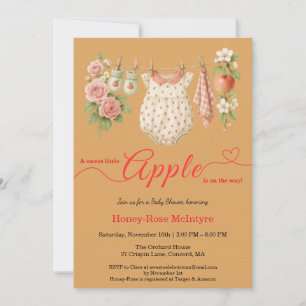 Invitación Dulce pequeña manzana Baby Shower   Otoño Rústico 
