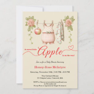 Invitación Dulce pequeña manzana Baby Shower Otoño Rústico