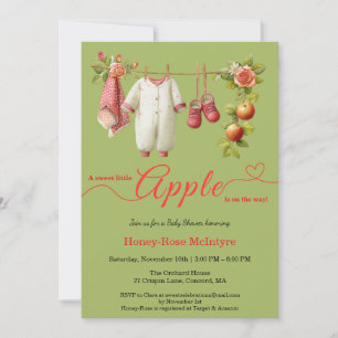 Invitación Dulce pequeña manzana Baby Shower   Otoño Rústico 