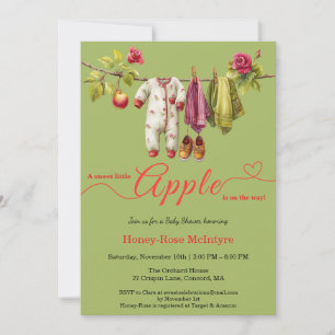 Invitación Dulce pequeña manzana Baby Shower Otoño Rústico