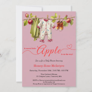 Invitación Dulce pequeña manzana Baby Shower Otoño Rústico
