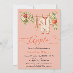 Invitación Dulce pequeña manzana Baby Shower Otoño Rústico