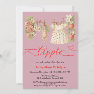 Invitación Dulce pequeña manzana Baby Shower   Otoño Rústico 