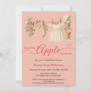 Invitación Dulce pequeña manzana Baby Shower   Otoño Rústico 