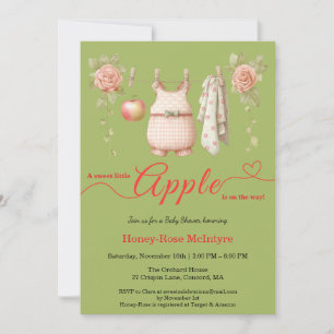 Invitación Dulce pequeña manzana Baby Shower Otoño Rústico