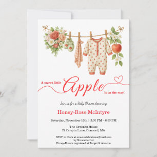 Invitación Dulce pequeña manzana Baby Shower Otoño Rústico