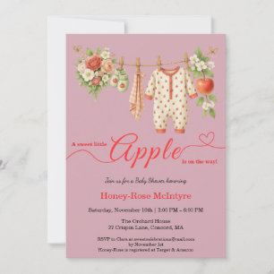 Invitación Dulce pequeña manzana Baby Shower Otoño Rústico