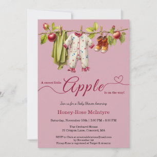 Invitación Dulce pequeña manzana Baby Shower Otoño Rústico