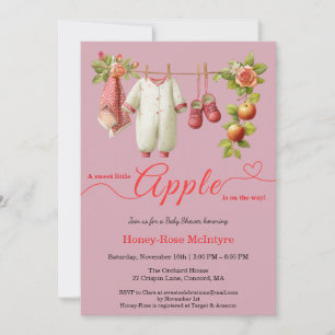 Invitación Dulce pequeña manzana Baby Shower Otoño Rústico
