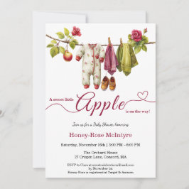 Invitación Dulce pequeña manzana Baby Shower | Otoño Rústico 