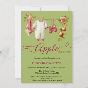 Invitación Dulce pequeña manzana Baby Shower Otoño Rústico