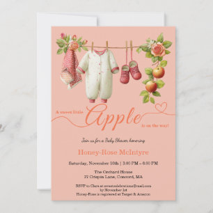 Invitación Dulce pequeña manzana Baby Shower   Otoño Rústico 