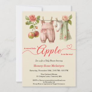 Invitación Dulce pequeña manzana Baby Shower   Otoño Rústico 