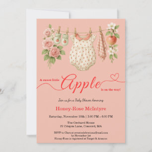 Invitación Dulce Pequeña Manzana Fiesta de Bebé   Otoño Rústi