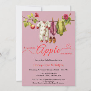 Invitación Dulce Pequeña Manzana Fiesta de Bebé   Otoño Rústi