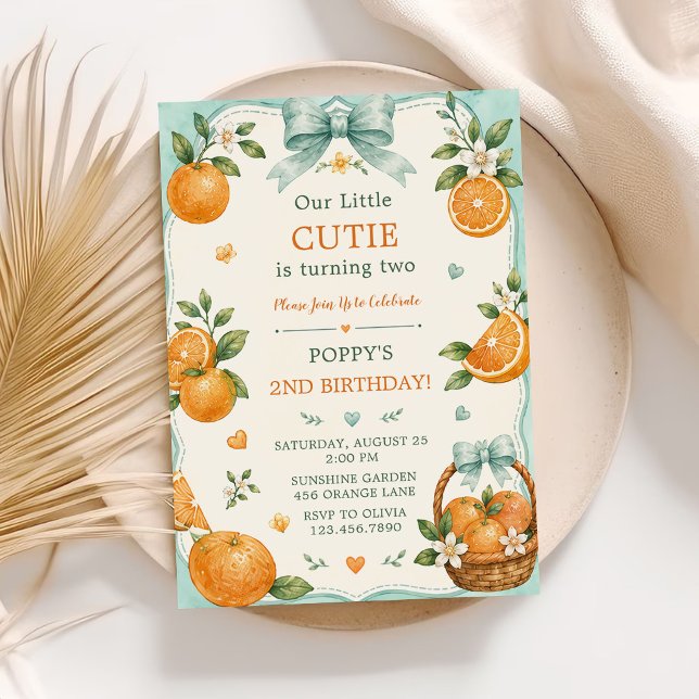 Invitación Dulce Pequeña Naranja Citrus Cumpleaños 2 (Subido por el creador)