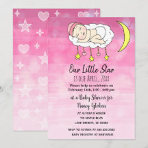 Dulce pequeña niña estrellas rosadas y lunas