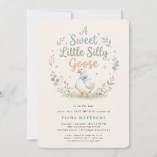 Invitación Dulce Pequeña Tonta Gansa Fiesta de Bebé de Gingha