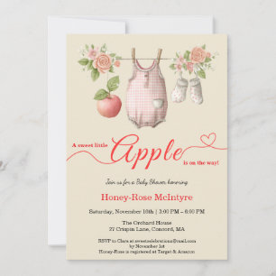Invitación Dulce pequeño baby shower de manzana Otoño rústi