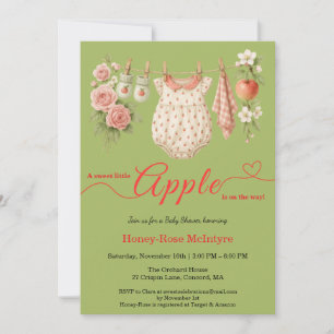 Invitación Dulce pequeño baby shower de manzana Otoño rústi