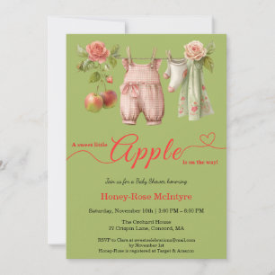 Invitación Dulce pequeño bebé manzana Otoño rústico bebé