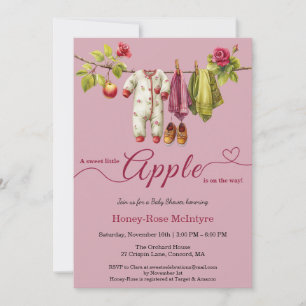 Invitación Dulce pequeño bebé manzana Otoño rústico bebé